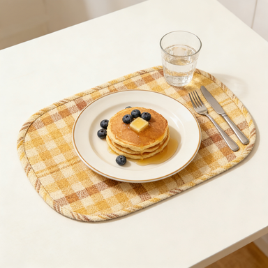 Mustard Yellow Plaid Woven Placemat