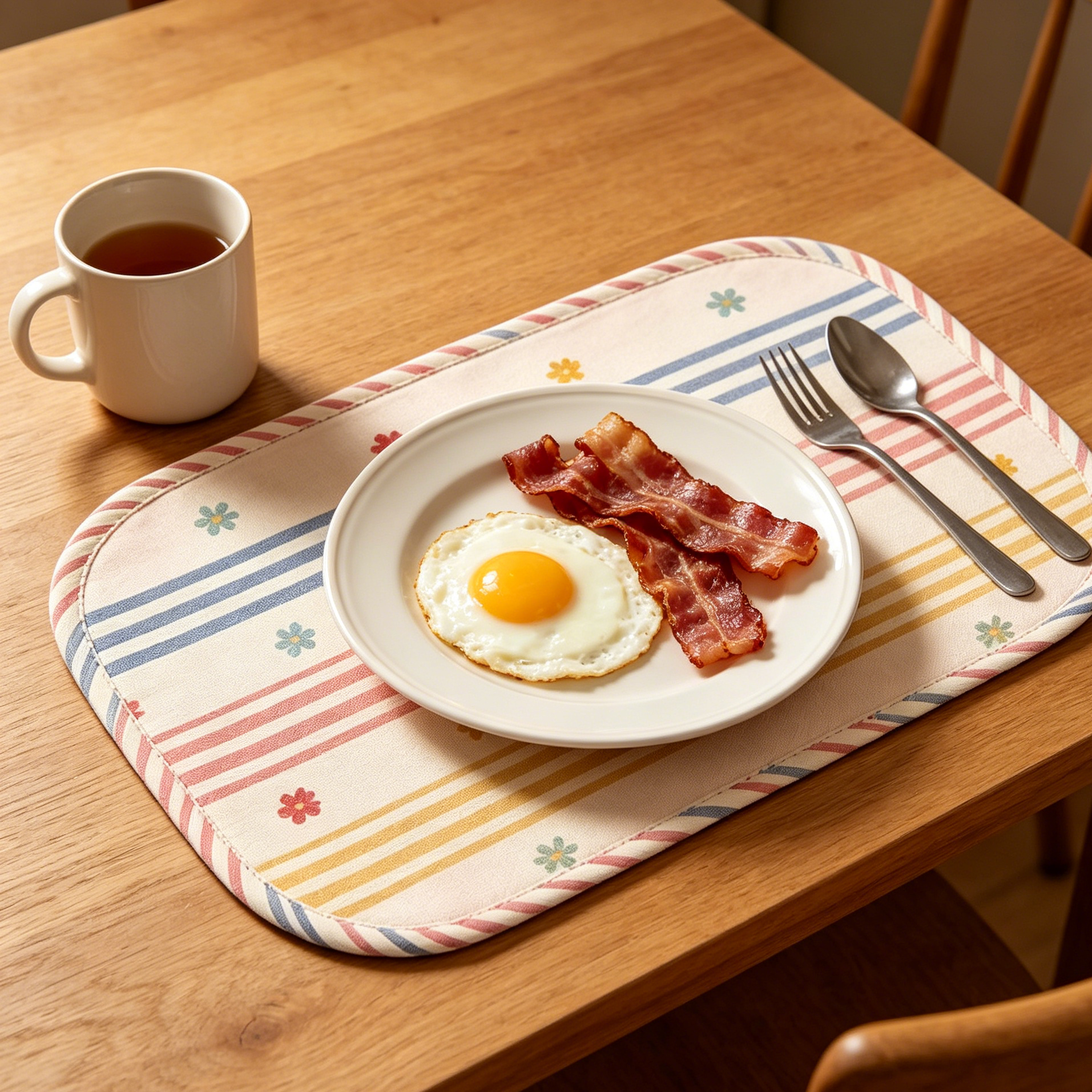 Retro Stripe & Floral Oval Placemat