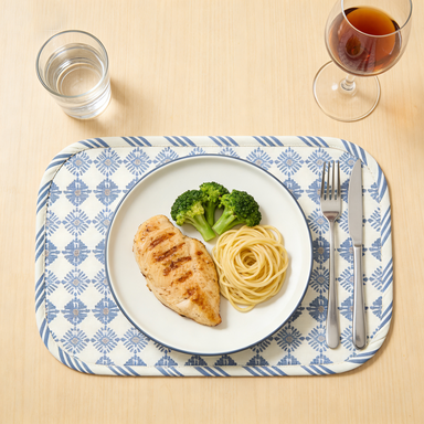 Blue Geometric Tile Oval Placemat