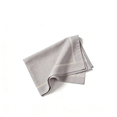 Border-Embroidered Linen Napkin