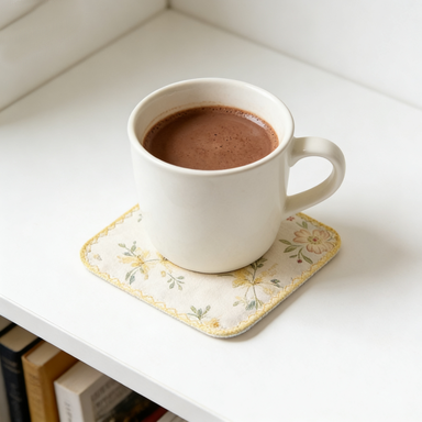 Yellow Floral Embroidered Coaster