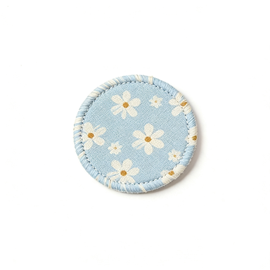 Pale Blue Daisy Print Round Coaster