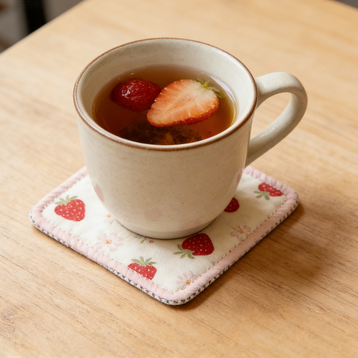 Strawberry Print Square Coaster