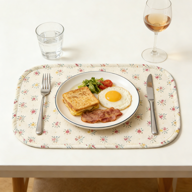 Off-White Ditsy Floral Oval Placemat