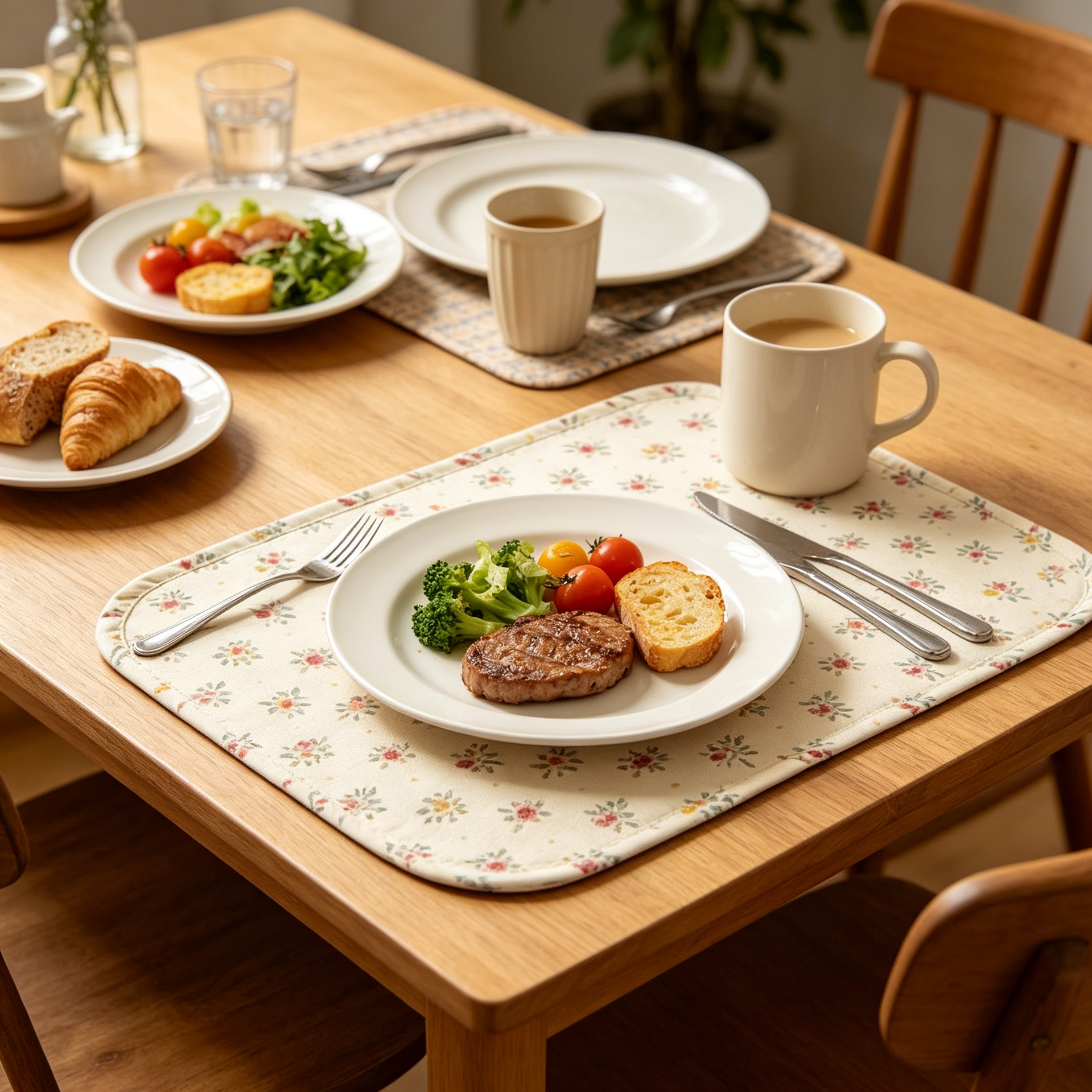 Off-White Ditsy Floral Oval Placemat