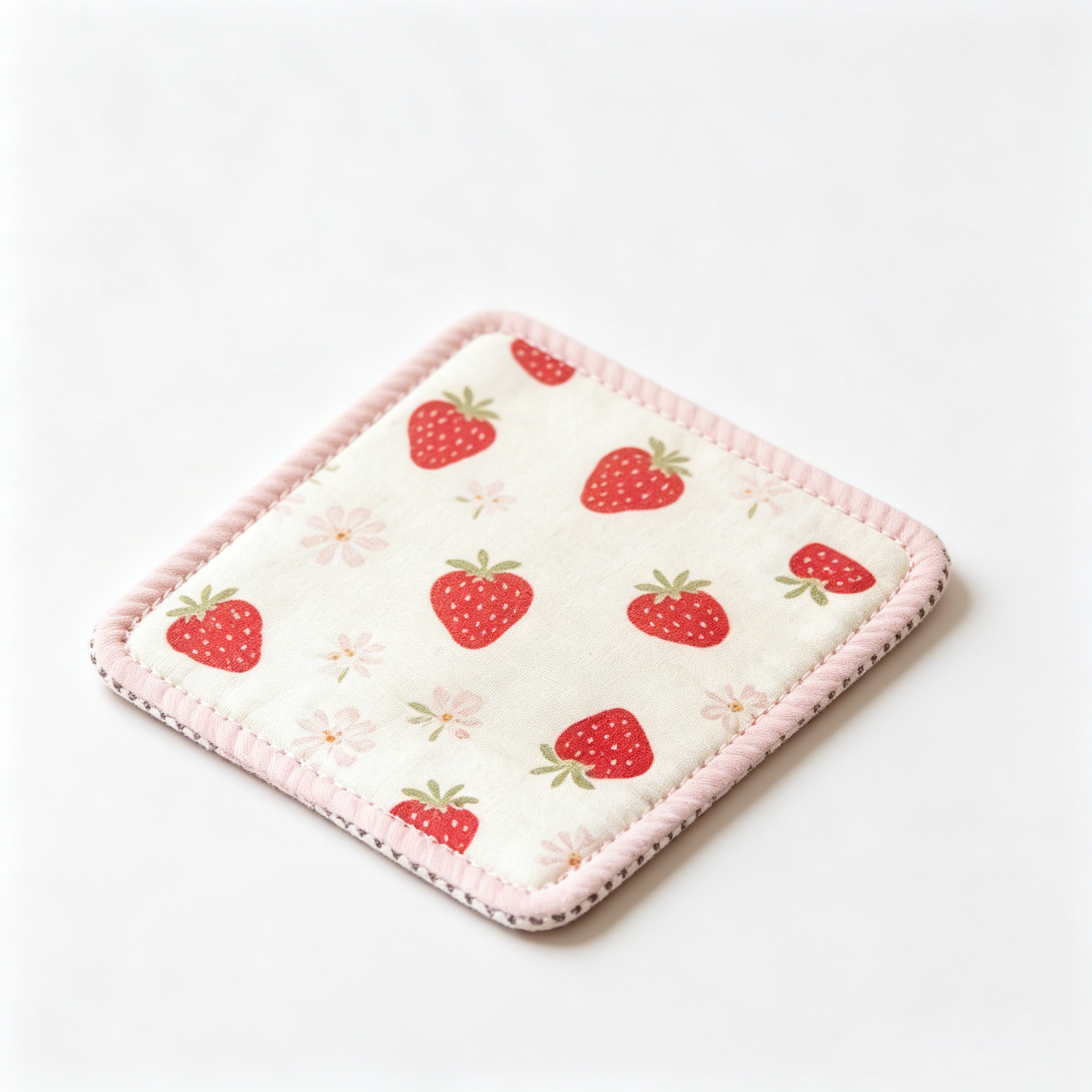 Strawberry Print Square Coaster
