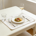 Embroidered Floral Border Linen Placemat