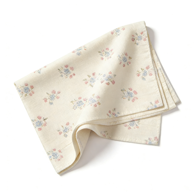 Vintage Blue & Pink Floral Linen Napkin