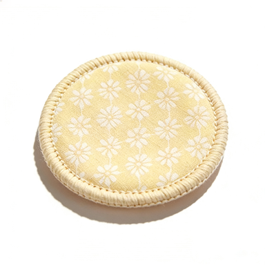 Yellow Floral Embroidered Round Coaster