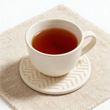 White Herringbone Silicone Coaster