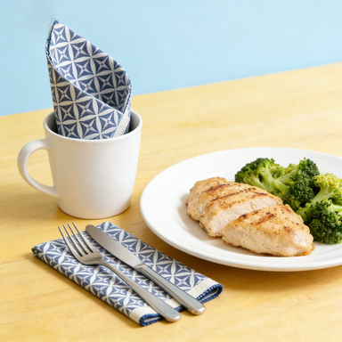Navy Geometric Tile Print Napkin
