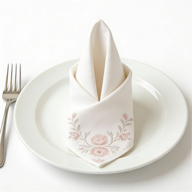 Embroidered Floral Cotton Napkin