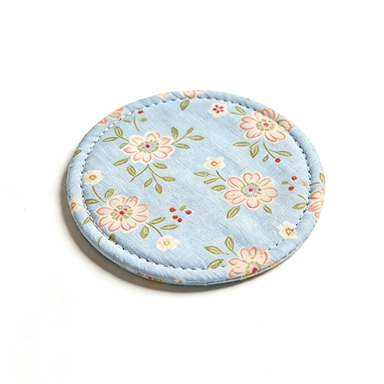 Blue Floral Round Fabric Coaster