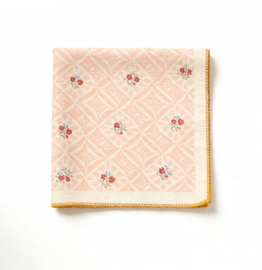 Pink Plaid Weave Floral Napkin