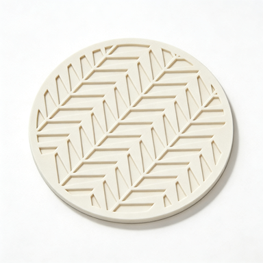 White Herringbone Silicone Coaster