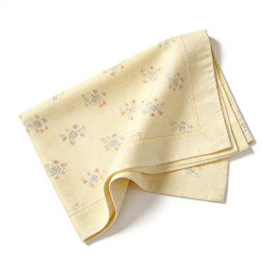 Yellow Vintage Floral Linen Napkin