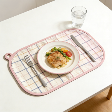 Pink Border Check Silicone Placemat