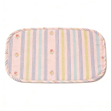 Pink Pastel Stripe & Floral Oval Placemat