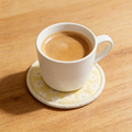 Yellow Floral Embroidered Round Coaster